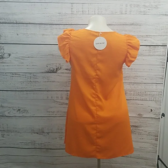 🎉Host pick🎉Shein Orange Ruffled Sleeved Dress - Picture 2 of 6